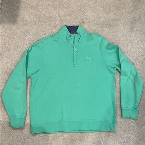 Vineyard Vines Men's Green Quarter-Zip Sweater